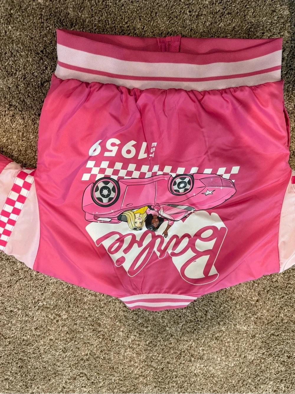 Girls Barbie Pink Racing Bomber Jacket 6